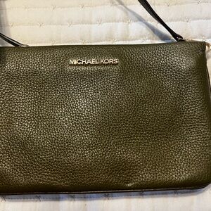 Michael Kors Green Leather Crossbody with Gold Accents